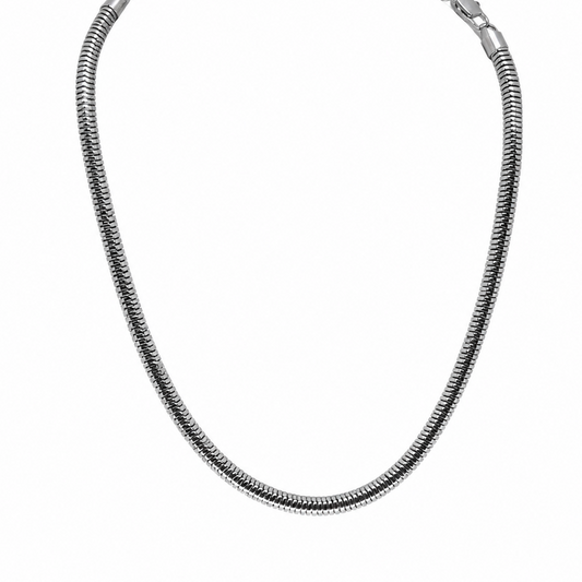 Semijoia Colar Corrente Snake 40cm Banho Ródio