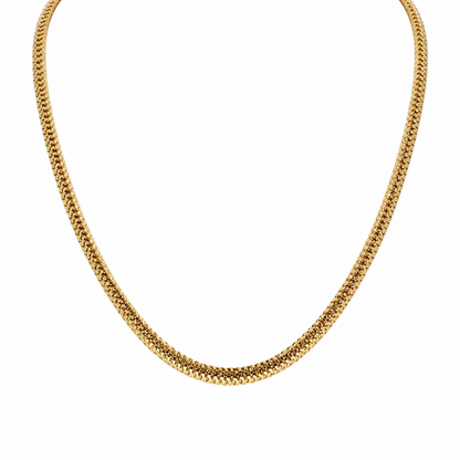 Semijoia Colar Corrente Rede Achatada 40cm Banho Ouro 18K