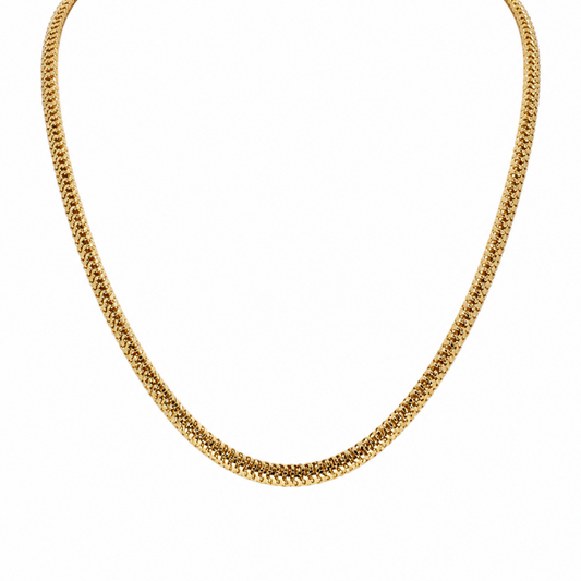 Semijoia Colar Corrente Rede Achatada 40cm Banho Ouro 18K
