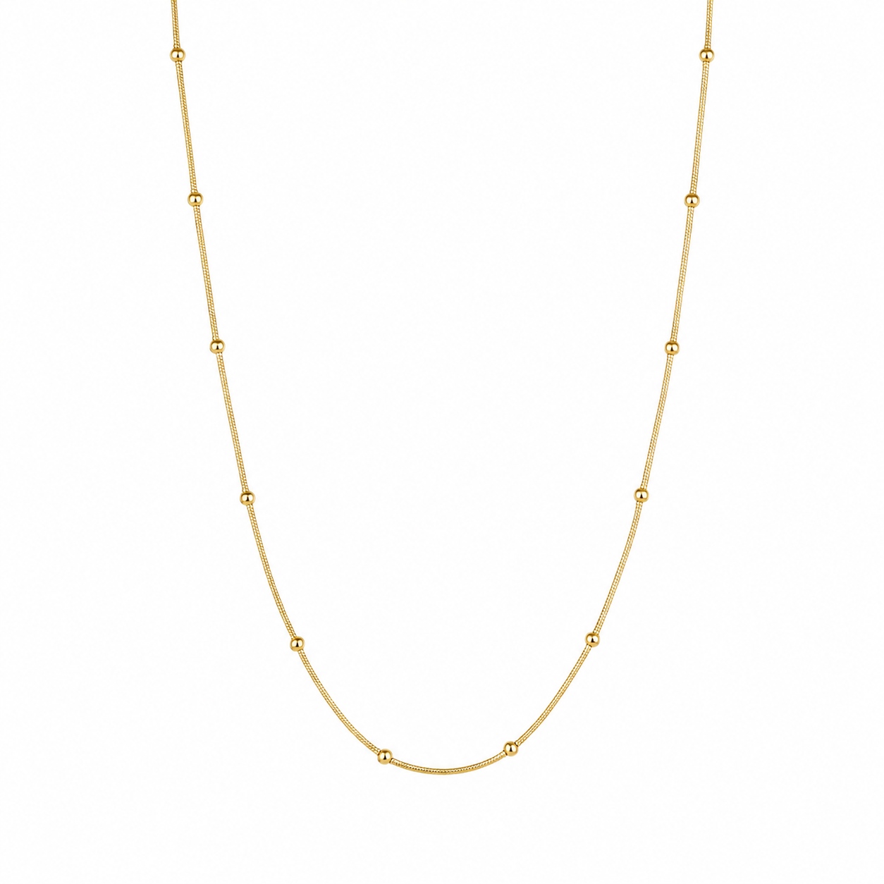 Semijoia Colar Rabo De Rato Com Bolinhas 60cm Banho Ouro 18K