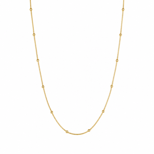 Semijoia Colar Rabo De Rato Com Bolinhas 60cm Banho Ouro 18K