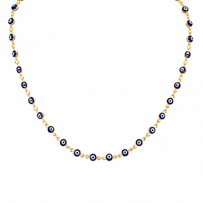 Semijoia Colar Choker Olho Grego 40cm Banho Ouro 18K