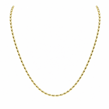 Semijoia Colar Elos Arroz Liso 40cm Banho Ouro 18K
