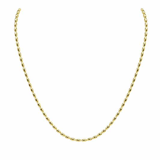 Semijoia Colar Elos Arroz Liso 40cm Banho Ouro 18K