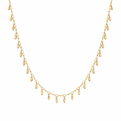 Semijoia Colar Choker Palitos Com Navetes Lisas 40cm Banho Ouro 18K