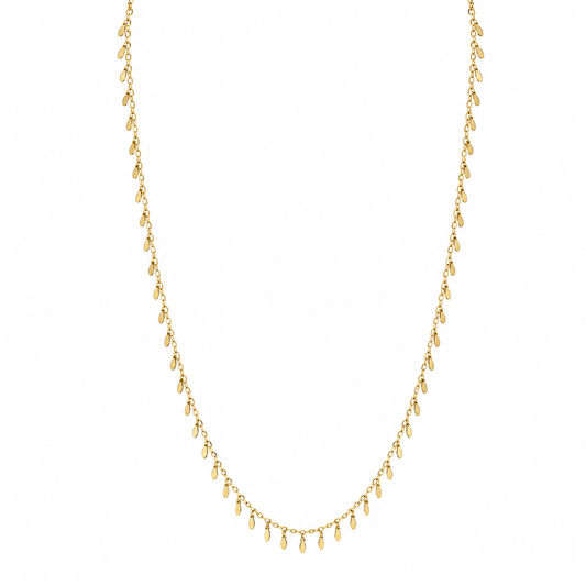 Semijoia Colar Palitos Com Navetes Lisas 70cm Banho Ouro 18K