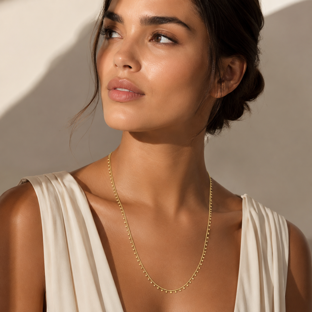 Semijoia Colar Estrelinhas 70cm Banho Ouro 18K