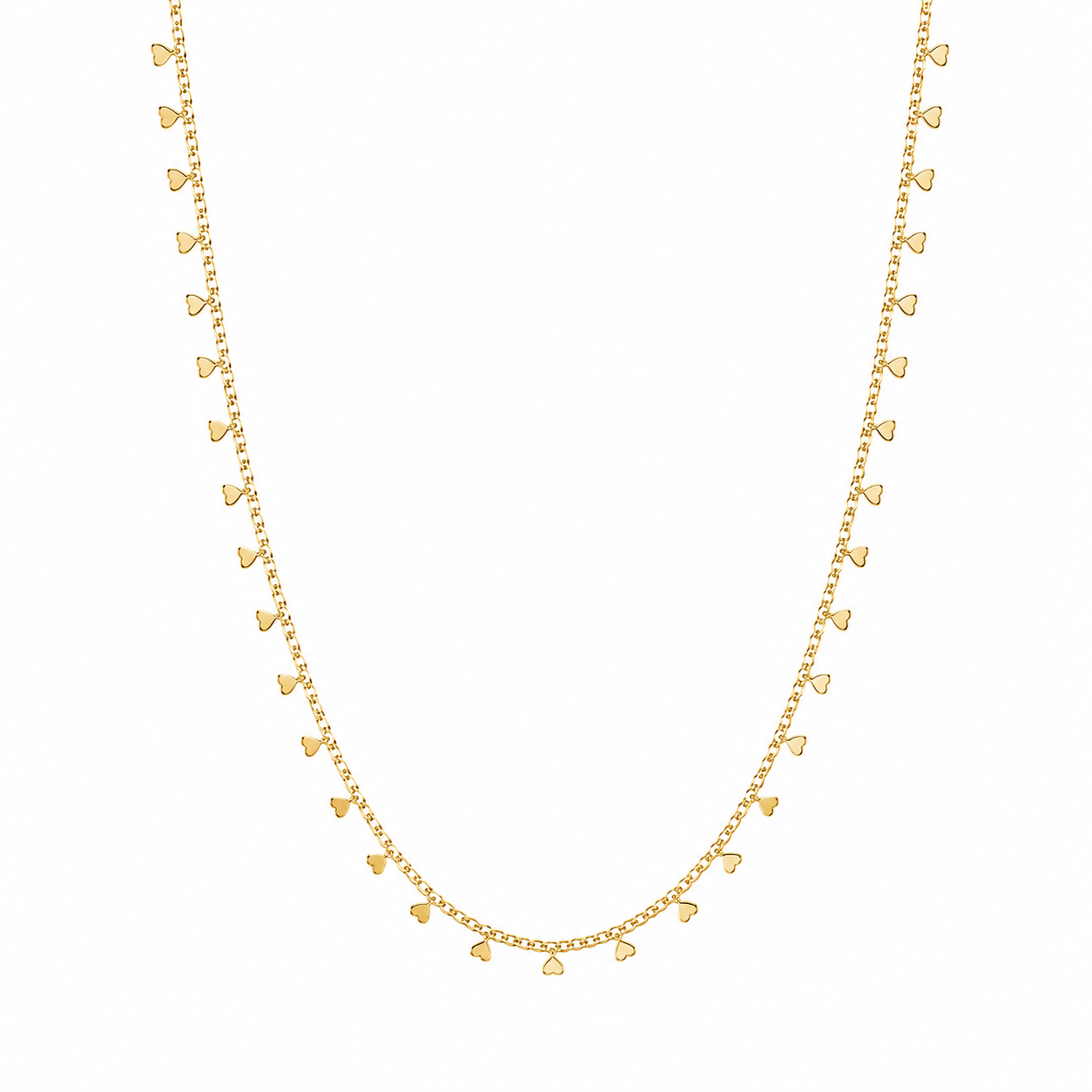 Semijoia Colar Mini Corações 70cm Banho Ouro 18K