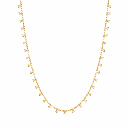 Semijoia Colar Mini Corações 70cm Banho Ouro 18K