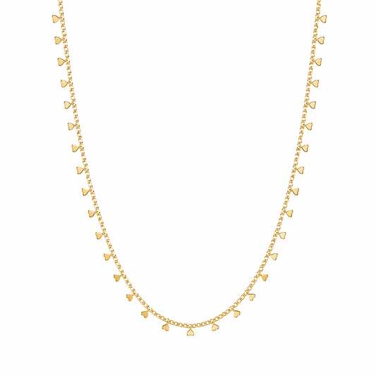 Semijoia Colar Mini Corações 70cm Banho Ouro 18K