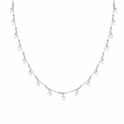 Semijoia Colar Choker Corações 40cm Banho Ródio