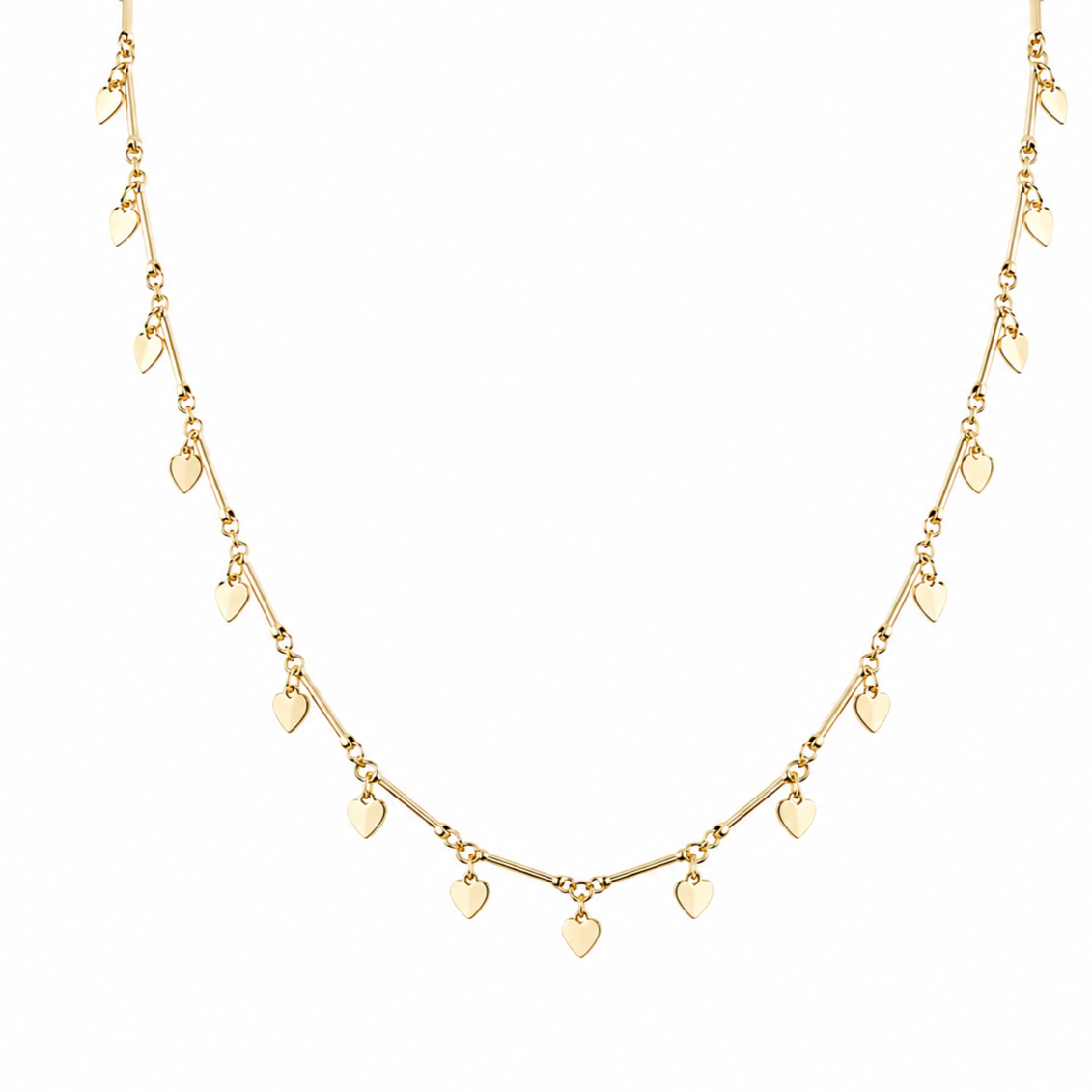 Semijoia Colar Choker Corações 40cm Banho Ouro 18K