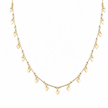 Semijoia Colar Choker Corações 40cm Banho Ouro 18K