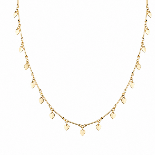 Semijoia Colar Choker Corações 40cm Banho Ouro 18K