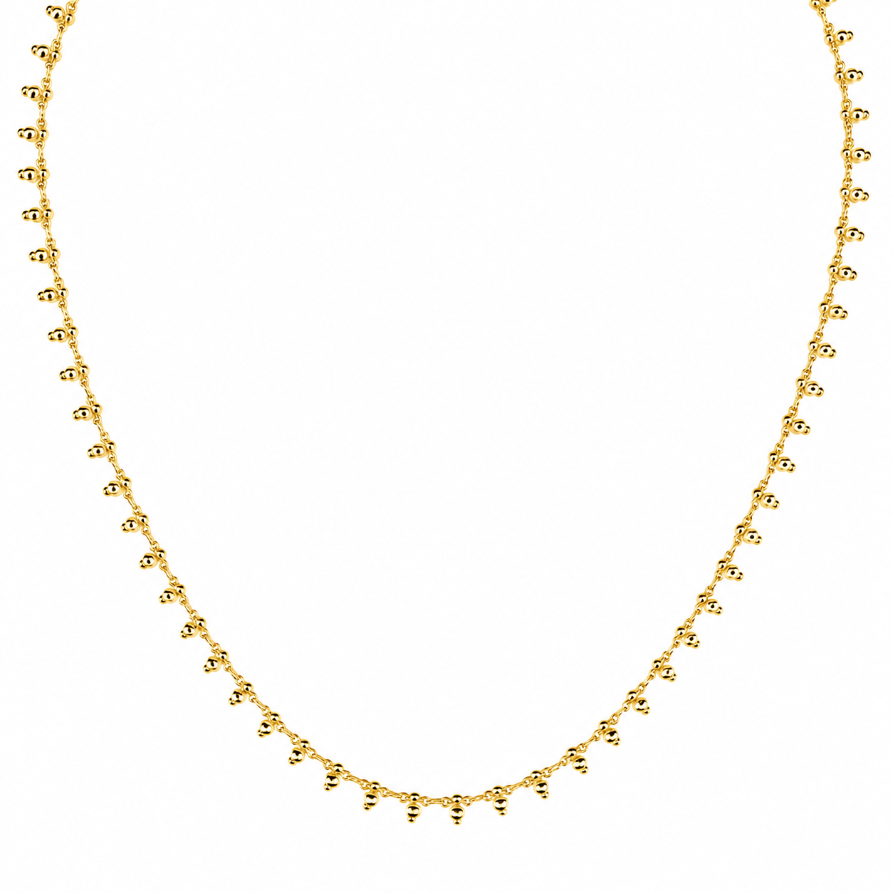 Semijoia Colar Bolinhas Penduradas 45cm Banho Ouro 18K