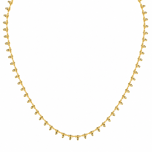 Semijoia Colar Bolinhas Penduradas 45cm Banho Ouro 18K
