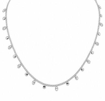 Semijoia Colar Choker Zircônias E Chapinhas Penduradas 40cm Banho Ródio