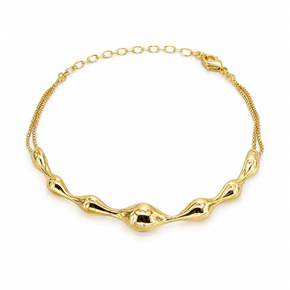 Semijoia Pulseira Orgânica 19cm Banho Ouro 18K