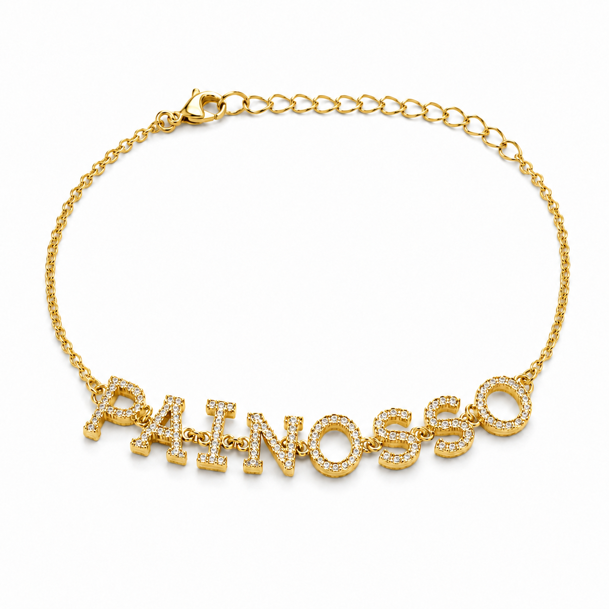 Semijoia Pulseira Pai Nosso Cravejado 20cm Banho Ouro 18K