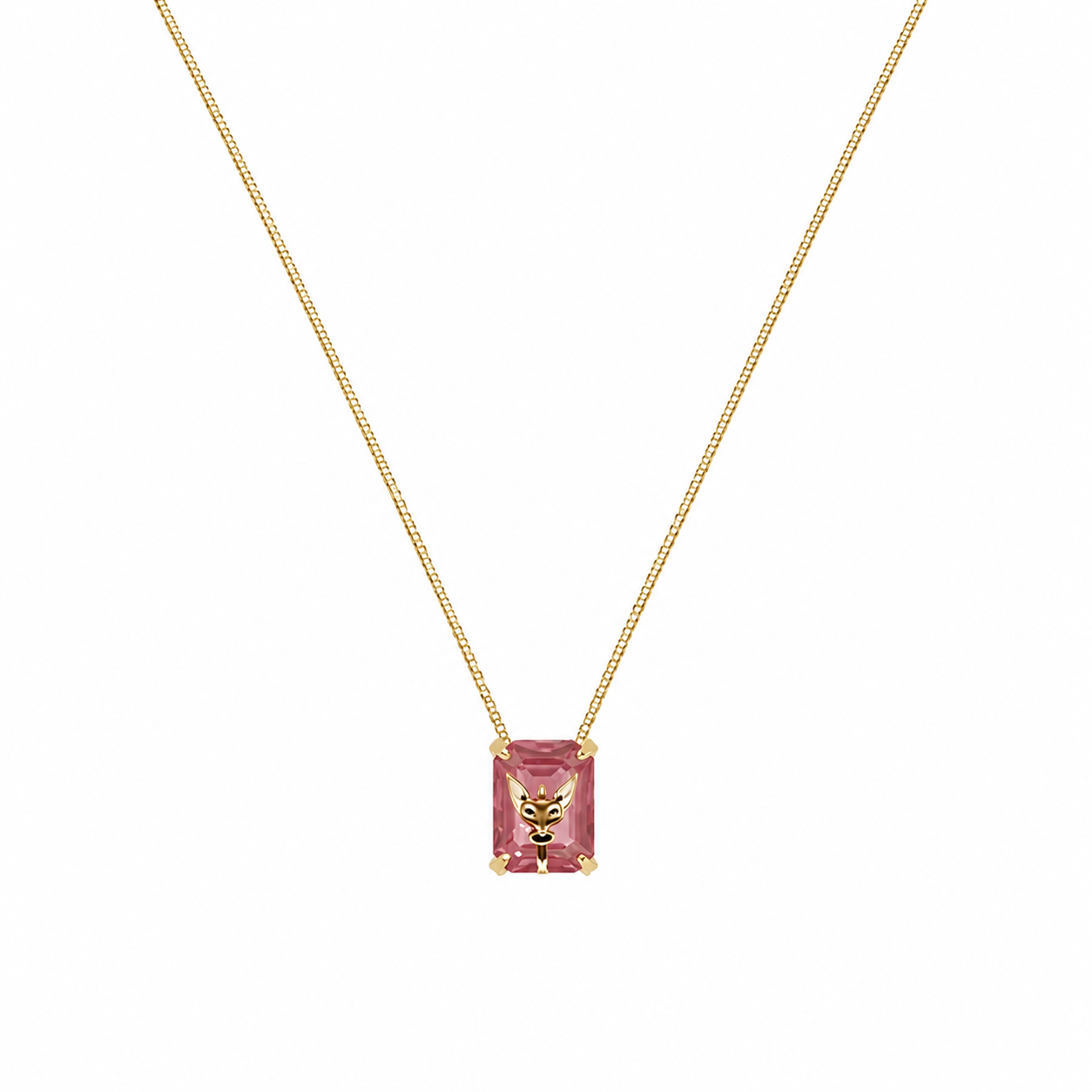 Semijoia Colar Escapulário Fusion Rosa E Tanzanita 40cm Banho Ouro 18K