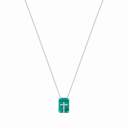 Semijoia Colar Escapulário Fusion Paraiba 40cm Banho Ródio