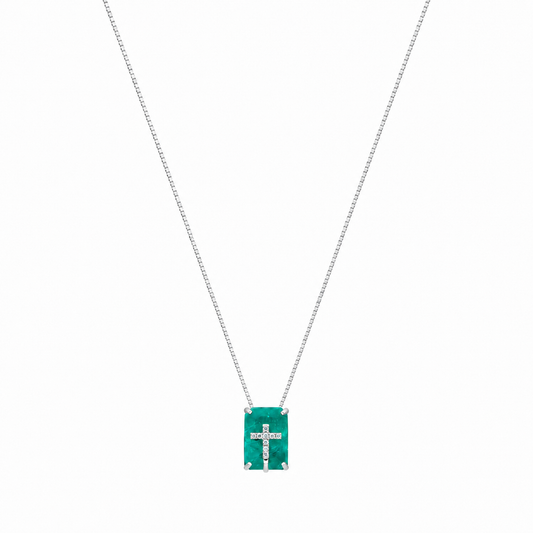 Semijoia Colar Escapulário Fusion Paraiba 40cm Banho Ródio