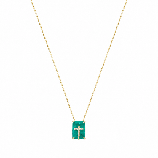 Semijoia Colar Escapulário Fusion Paraiba 40cm Banho Ouro 18K