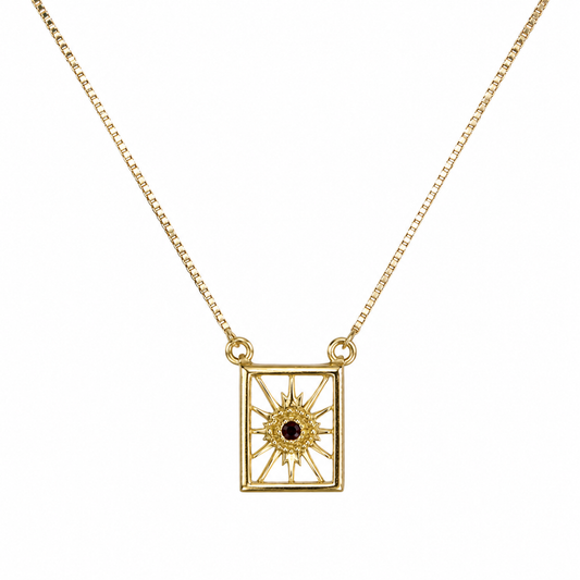 Semijoia Colar Escapulário N.S. Aparecida E Sagrado Coração 40cm Banho Ouro 18K