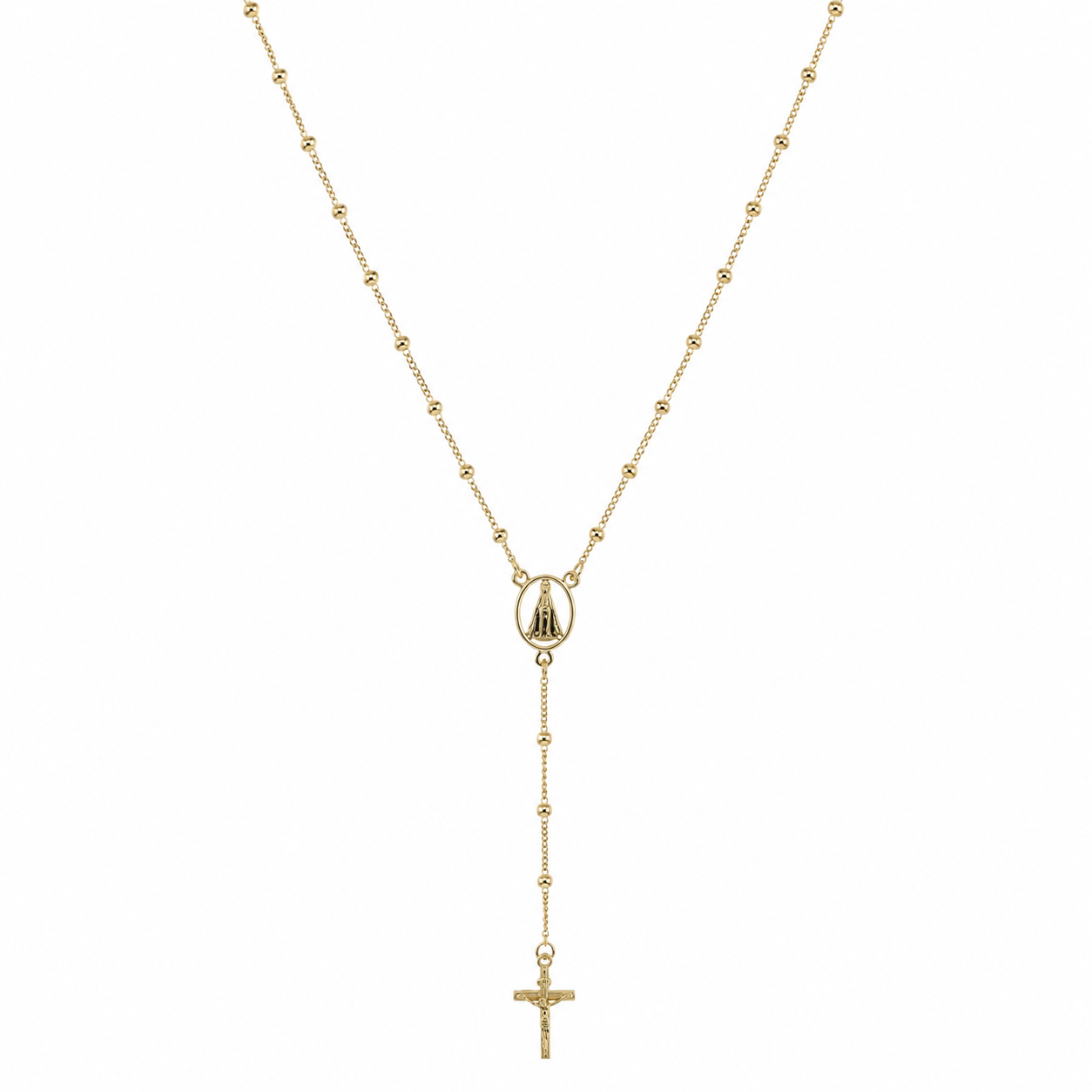 Semijoia Colar Terço N.S. Aparecida 35cm Banho Ouro 18K