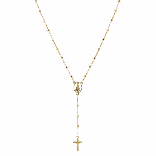 Semijoia Colar Terço N.S. Aparecida 35cm Banho Ouro 18K