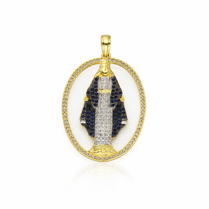 Semijoia Pingente N. Senhora Aparecida Cravejada 34mm Banho Ouro 18K
