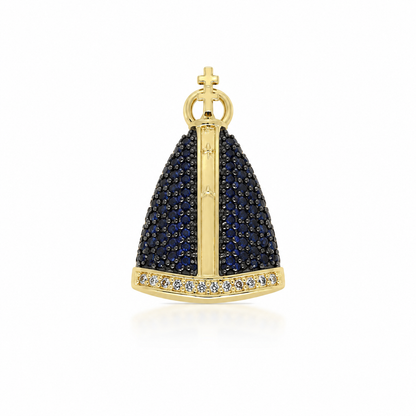 Semijoia Pingente N. Senhora Aparecida Cravejado 24mm Banho Ouro 18K