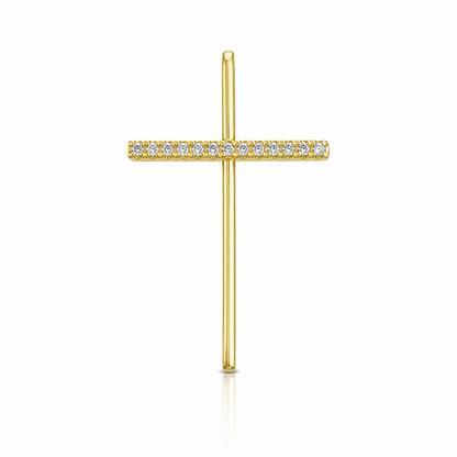 Semijoia Pingente Cruz Cravejada Meio 27mm Banho Ouro 18K