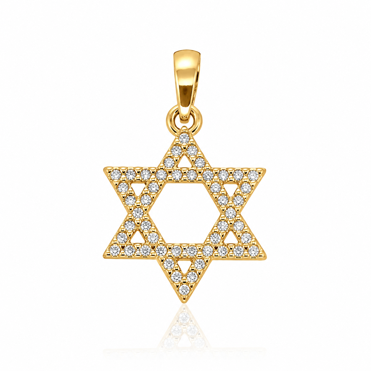 Semijoia Pingente Estrela De Davi Cravejado 17mm Banho Ouro 18K
