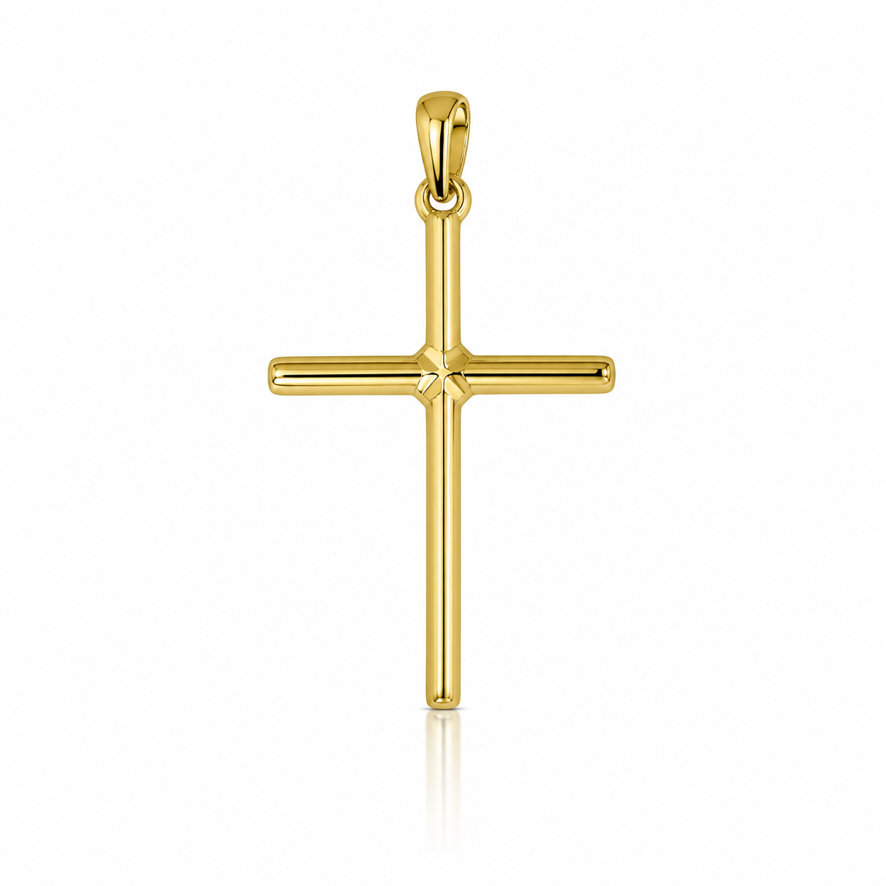 Semijoia Pingente Cruz Lisa 30mm Banho Ouro 18K