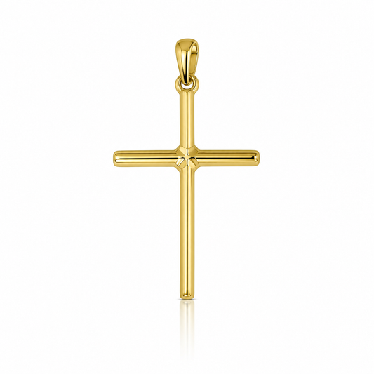 Semijoia Pingente Cruz Lisa 30mm Banho Ouro 18K