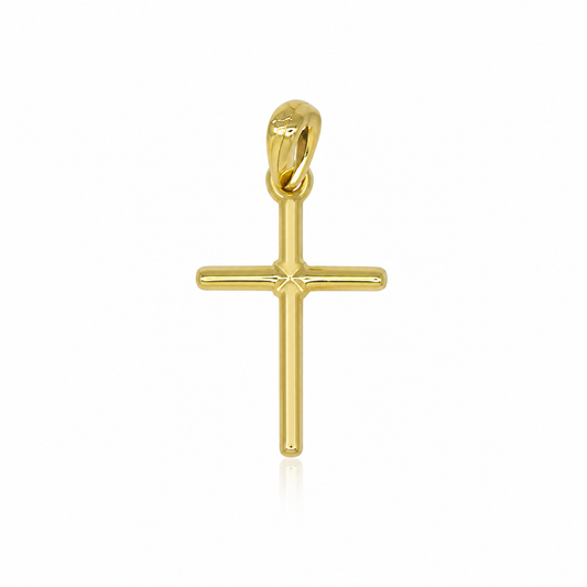 Semijoia Pingente Cruz Lisa 20mm Banho Ouro 18K