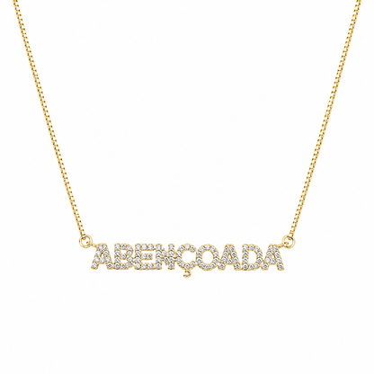 Semijoia Colar Abençoada Cravejado 48cm Banho Ouro 18K