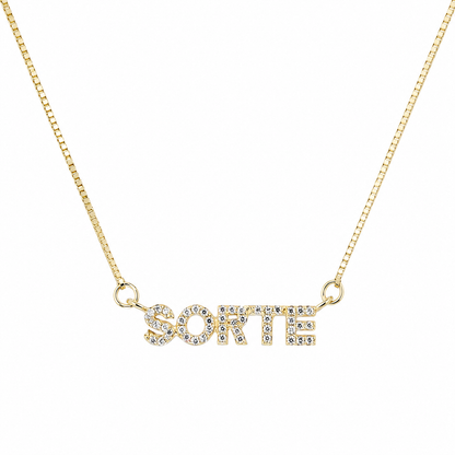 Semijoia Colar Sorte Cravejado 48cm Banho Ouro 18K