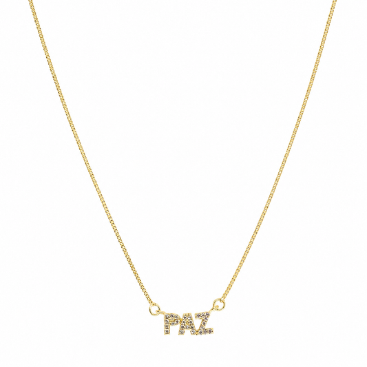Semijoia Colar Paz Cravejado 48cm Banho Ouro 18K