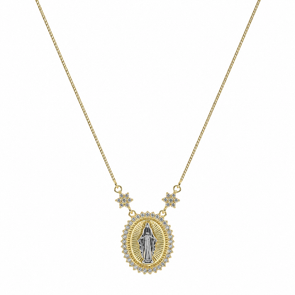 Semijoia Colar N.S. Das Graças Cravejado 45cm Banho Ouro 18K