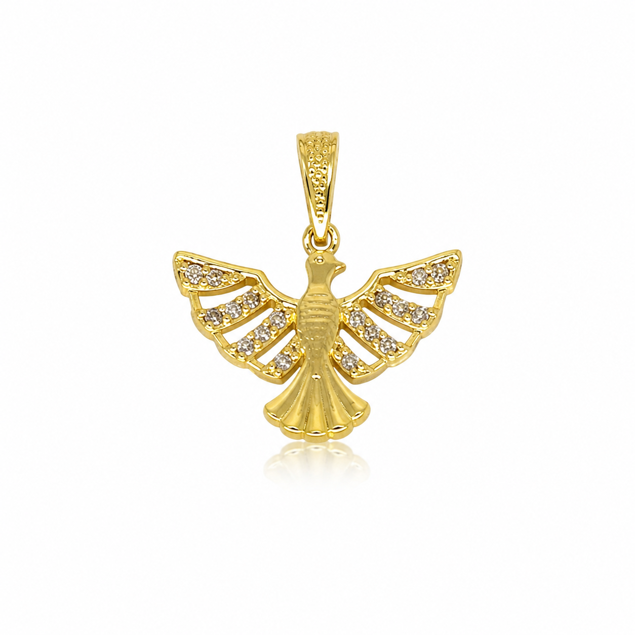Semijoia Pingente Espírito Santo Cravejado 20mm Banho Ouro 18K