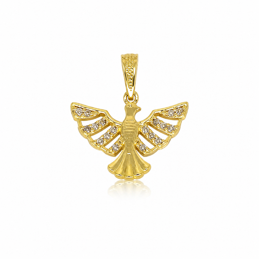 Semijoia Pingente Espírito Santo Cravejado 20mm Banho Ouro 18K