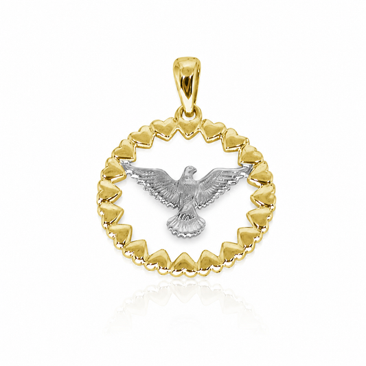 Semijoia Pingente Espírito Santo Redondo 21mm Banho Ródio Banho Ouro 18K