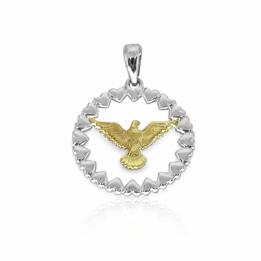 Semijoia Pingente Espírito Santo Redondo 21mm Banho Ouro 18K Banho Ródio