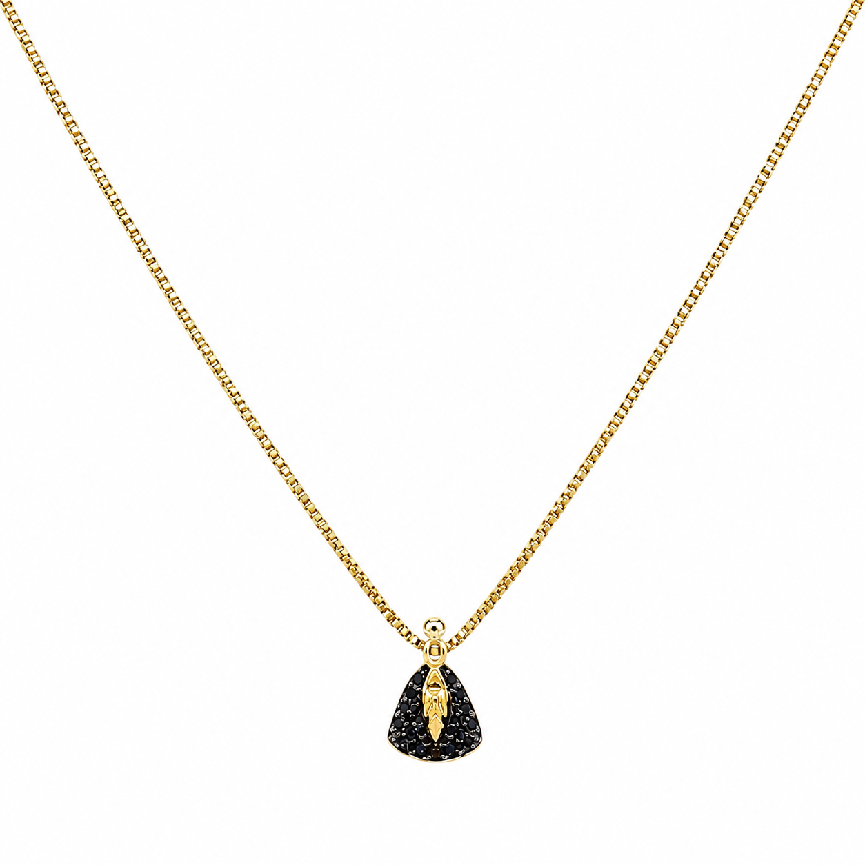 Semijoia Colar N.S. Aparecida Cravejado 24cm Banho Ouro 18K