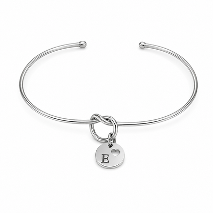 Semijoia Pulseira Bracelete Nozinho Inicial (E) 58mm Banho Ródio