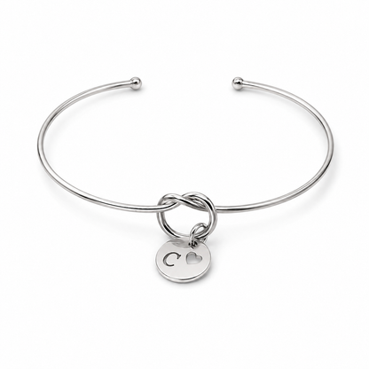Semijoia Pulseira Bracelete Nozinho Inicial (C) 58mm Banho Ródio