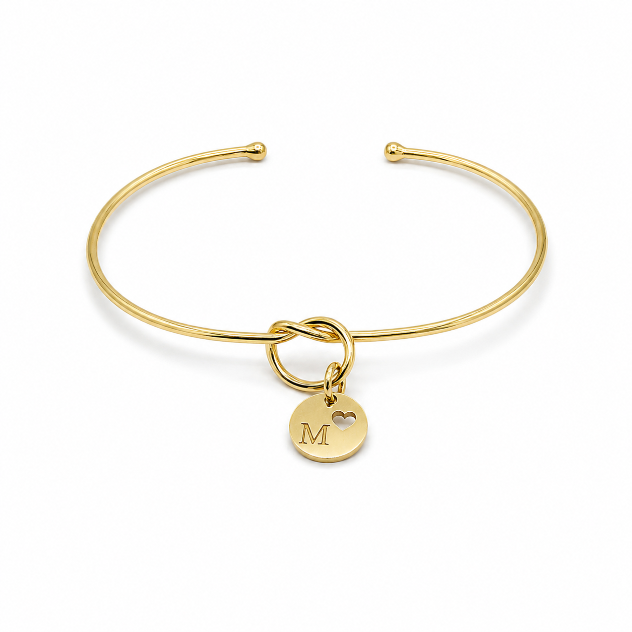 Semijoia Pulseira Bracelete Nozinho Inicial (M) 58mm Banho Ouro 18K