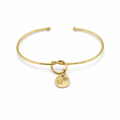 Semijoia Pulseira Bracelete Nozinho Inicial (M) 58mm Banho Ouro 18K